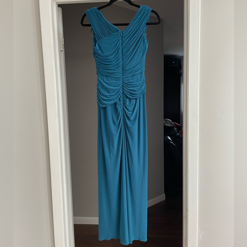 Adriana papell teal ruched beaded dress - Picture 4 of 4